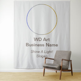 Bedrijfslogo Slogan Merk, Rond Zilver Goud Blauw Wandkleed