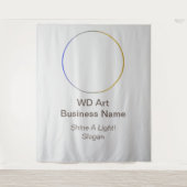 Bedrijfslogo Slogan Merk, Rond Zilver Goud Blauw Wandkleed (Voorkant)