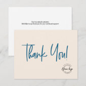 Bedrijfslogo Social Blue crème Modern script Bedankkaart (Voorkant / Achterkant)