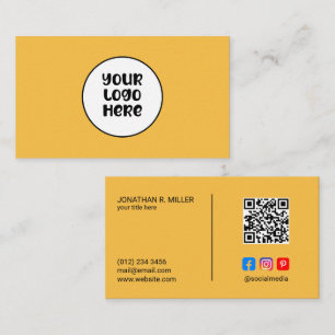 Bedrijfslogo Social Media QR-code Geel Elegant Visitekaartje