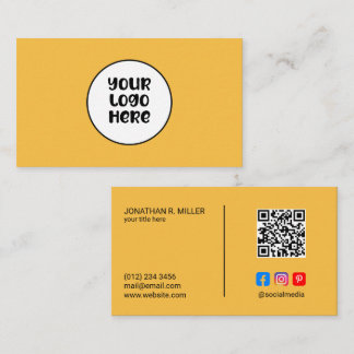 Bedrijfslogo Social Media QR-code Geel Elegant Visitekaartje