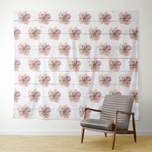 Bedrijfslogo Step & Repeat achtergrond Wit Hout Wandkleed