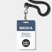 Bedrijfslogo Streepjescode Aangepaste Media-ID-tag Badge (Voorzijde met lanyard)