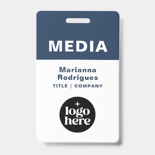 Bedrijfslogo Streepjescode Aangepaste Media-ID-tag Badge (Voorzijde)