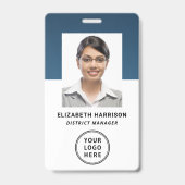 Bedrijfslogo Streepjescode Blauw Personeel Identif Badge (Voorzijde)