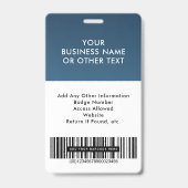Bedrijfslogo Streepjescode Blauw Personeel Identif Badge (Achterkant)