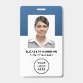 Bedrijfslogo Streepjescode Blauw Personeel Identif Badge (Voorzijde)