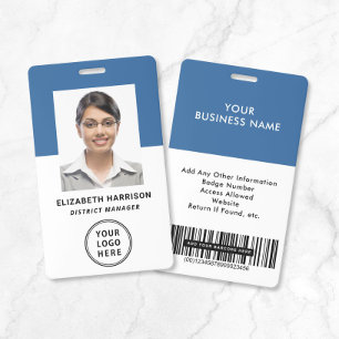 Bedrijfslogo Streepjescode Foto Blauw Personeelska Badge
