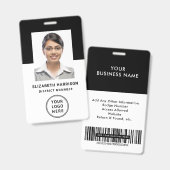 Bedrijfslogo Streepjescode Foto Personeelsidentifi Badge (Voor- en achterkant)