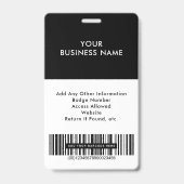 Bedrijfslogo Streepjescode Foto Personeelsidentifi Badge (Achterkant)