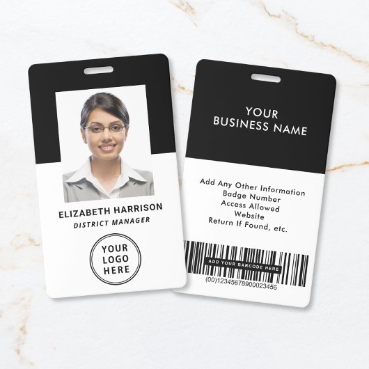 Bedrijfslogo Streepjescode Foto Personeelsidentifi Badge