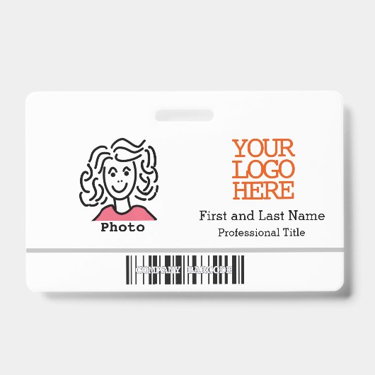 Bedrijfslogo streepjescode personeelsfoto badge (Voorzijde)