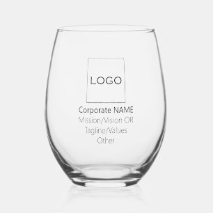 Bedrijfslogo Visie Slogan Waarden Eenvoudig Zwart Wijnglas Zonder Voet