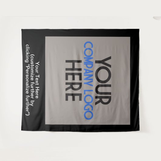 Bedrijfslogo Zakelijke Beurs Zwarte Achtergrond Wandkleed (Voorkant (horizontaal))