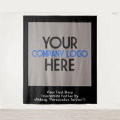 Bedrijfslogo Zakelijke Beurs Zwarte Achtergrond Wandkleed (Voorkant)