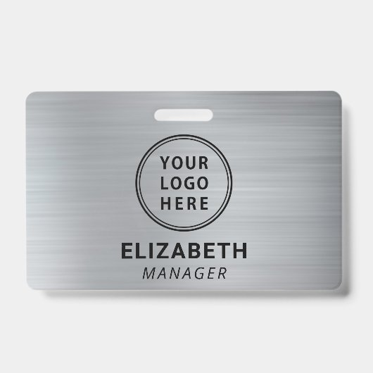 Bedrijfslogo Zilveren Naam Badge (Voorzijde)