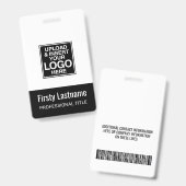 Bedrijfslogo ZWART Naam Titel Bar Code Aangepaste Badge (Voor- en achterkant)