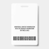 Bedrijfslogo ZWART Naam Titel Bar Code Aangepaste Badge (Achterkant)