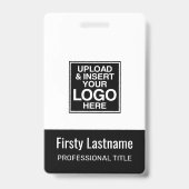 Bedrijfslogo ZWART Naam Titel Bar Code Aangepaste Badge (Voorzijde)