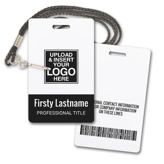 Bedrijfslogo ZWART Naam Titel Bar Code Aangepaste Badge