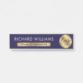 Bedrijfsmarine & Gold Logo Naam werknemer Functiet Deurbordje (Voorkant)