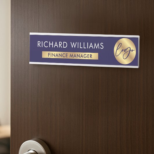 Bedrijfsmarine & Gold Logo Naam werknemer Functiet Deurbordje