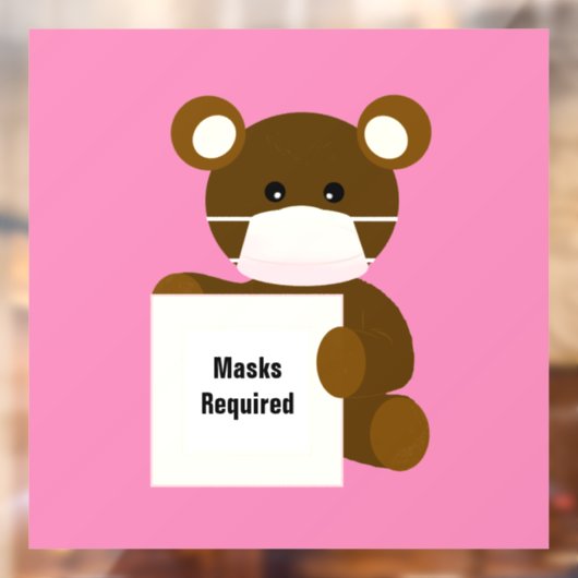 Bedrijfsmasker Vereist Teddy Bear Window Clings Raamsticker (Vel 2)