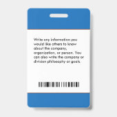 Bedrijfsmedewerker Bar Code Logo ID Identificatie Badge (Achterkant)