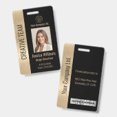 Bedrijfsmedewerker Black Faux Brushed Gold ID Badge (Front & Back)