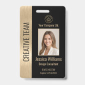Bedrijfsmedewerker Black Faux Brushed Gold ID Badge (Front)
