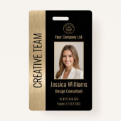 Bedrijfsmedewerker Black Faux Brushed Gold ID Badge (Voorkant)
