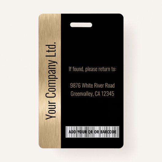 Bedrijfsmedewerker Black Faux Brushed Gold ID Badge (Achterkant)