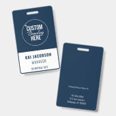 Bedrijfsmedewerker Blauwe Logo Personeelskaart Badge (Voor- en achterkant)