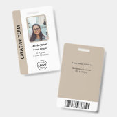 Bedrijfsmedewerker Foto ID Beige Badge (Voor- en achterkant)