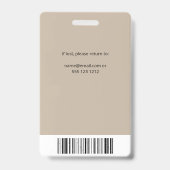 Bedrijfsmedewerker Foto ID Beige Badge (Achterkant)