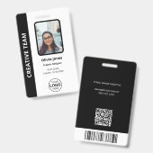 Bedrijfsmedewerker Foto ID QR-code Zwart Badge (Voor- en achterkant)