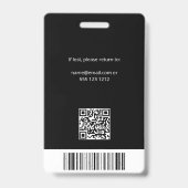 Bedrijfsmedewerker Foto ID QR-code Zwart Badge (Achterkant)
