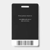 Bedrijfsmedewerker Foto ID QR-code Zwart Badge (Achterkant)