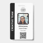 Bedrijfsmedewerker Foto ID QR-code Zwart Badge (Voorzijde)