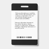 Bedrijfsmedewerker Foto Logo Streepjescode ID Badge (Achterkant)