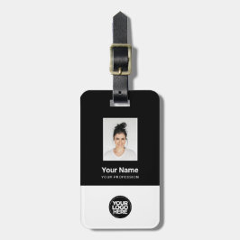 Bedrijfsmedewerker foto, streepjescode, Logo, naam Bagagelabel