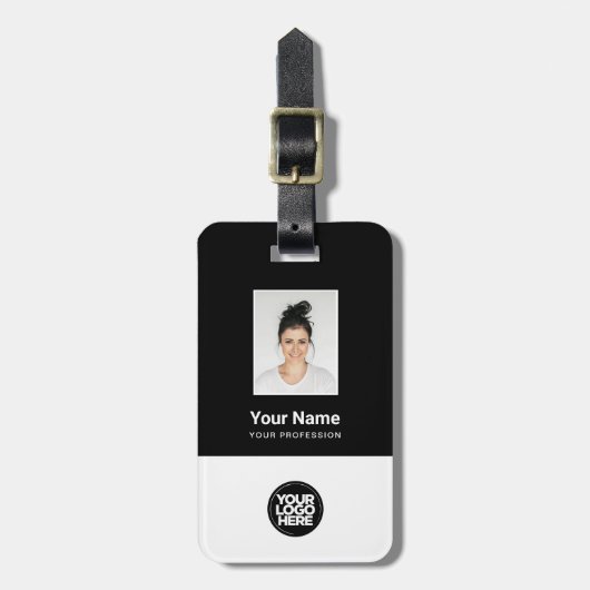 Bedrijfsmedewerker foto, streepjescode, Logo, naam Bagagelabel (Voorkant verticaal)