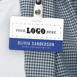 Bedrijfsmedewerker functietitel bedrijfslogo blauw badge