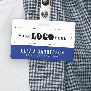 Bedrijfsmedewerker functietitel bedrijfslogo blauw badge