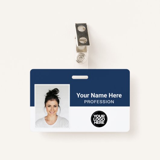 Bedrijfsmedewerker, naam, Logo, foto-id Badge (Voorkant met clip)