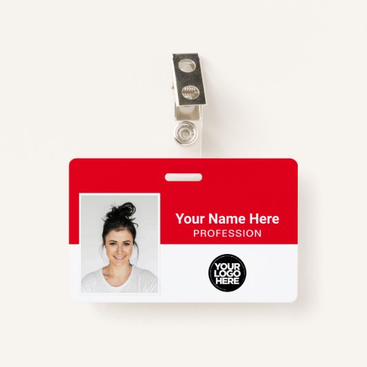 Bedrijfsmedewerker, naam, Logo, foto-id Badge (Voorkant met clip)