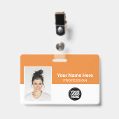 Bedrijfsmedewerker, naam, Logo, foto-id Badge (Voorkant met clip)