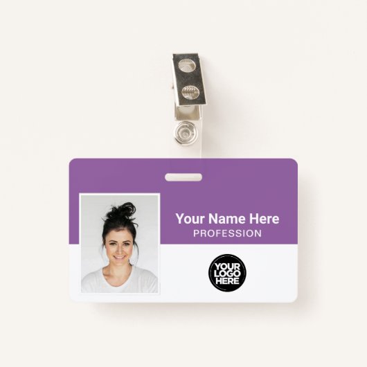 Bedrijfsmedewerker, naam, Logo, foto-id Badge (Voorkant met clip)