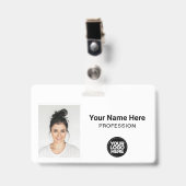 Bedrijfsmedewerker, naam, Logo, foto-id Badge (Voorzijde met clip)