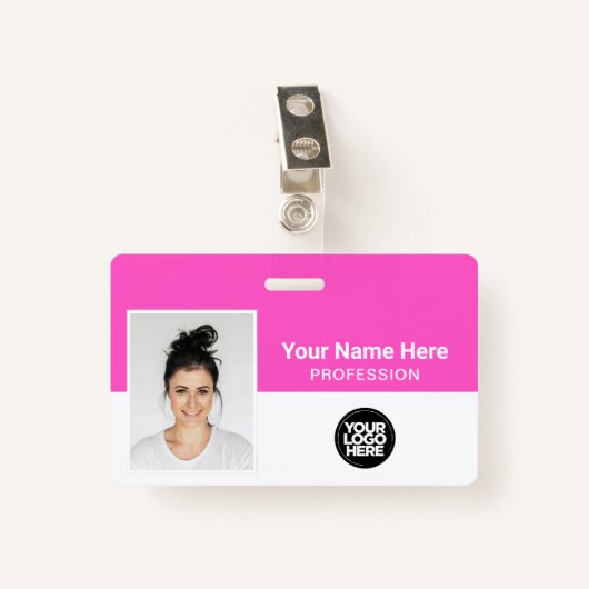 Bedrijfsmedewerker, naam, Logo, foto-id Badge (Voorkant met clip)